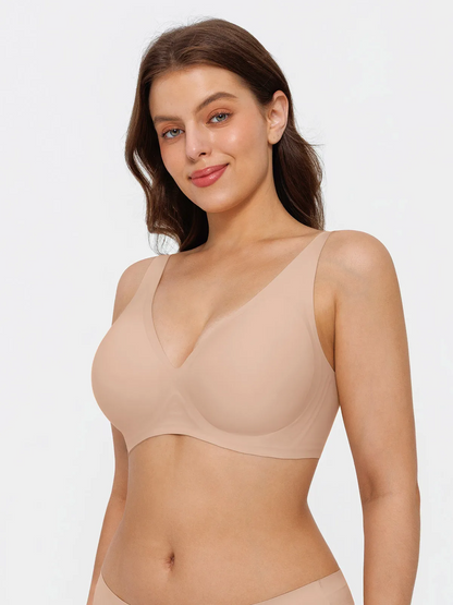 Seamless Wireless Jelly Leopard Contour Minimizer Support Bra