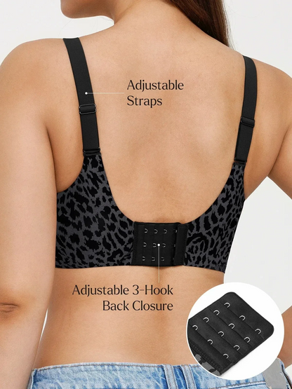 Seamless Wireless Jelly Leopard Contour Minimizer Support Bra