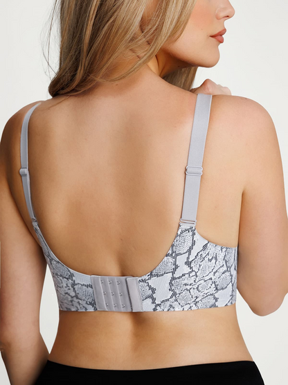 Seamless Wireless Jelly Leopard Contour Minimizer Support Bra